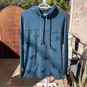 Fun Animal Print Long Sleeve Hooded Shirt - Size Large